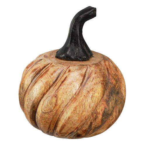 Floristik24 Wooden pumpkin with metal handle natural black Ø9.5cm H11cm