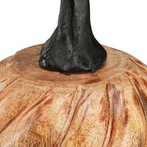 Product Wooden pumpkin with metal handle natural black Ø9.5cm H11cm