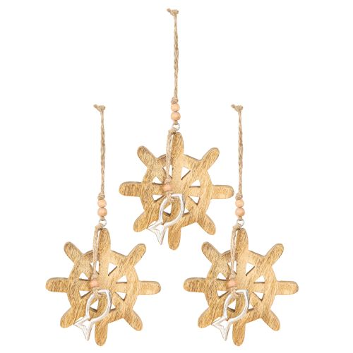 Product Wooden steering wheel decoration metal fish pendant Ø12cm 3pcs