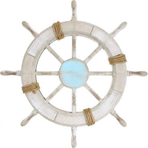 Wooden steering wheel Nautical decoration Maritime wall decoration Ø45cm