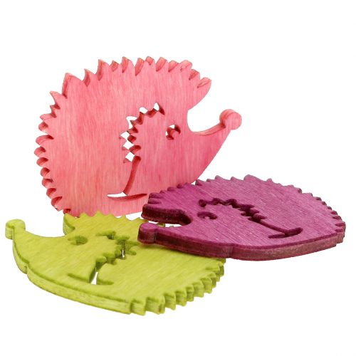 Floristik24 Hedgehog figures wooden scatter decoration mix colorful 4cm 72 pcs