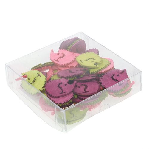 Floristik24 Hedgehog figures wooden scatter decoration mix colorful 4cm 72 pcs