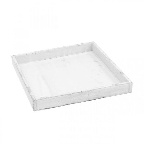 Floristik24 Decorative tray white square wooden tray shabby chic 24.5×24.5cm