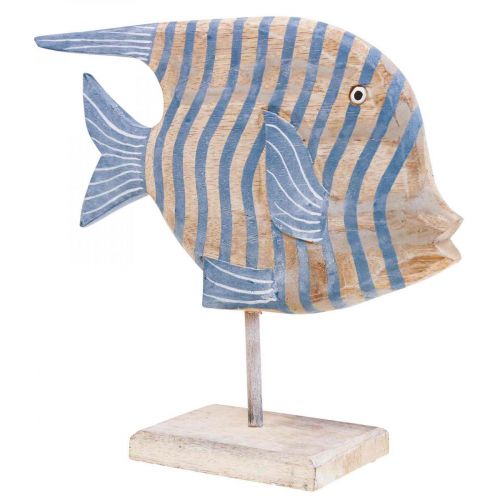 Floristik24 Wooden fish deco large, striped deco fish standing H30cm