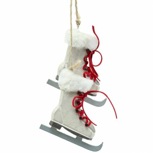 Product Wooden ice skate white for hanging 8cm 3pcs