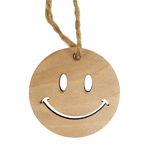 Product Wooden pendant Emoticon Emoticon® Ø4cm natural 24 pcs