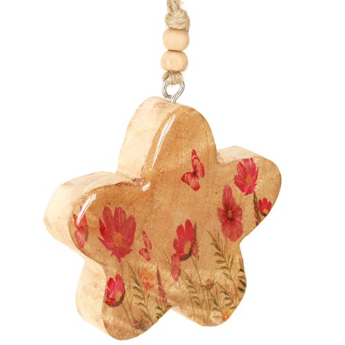 Product Wooden Spring Flowers Hanging Ornaments H9cm 4 pcs