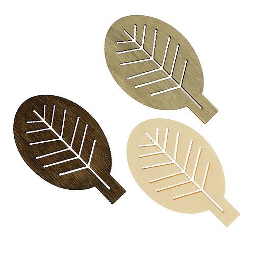 Floristik24 Wooden leaves assorted 4cm natural 72 pcs