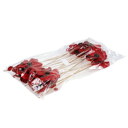 Product Wooden flower stakes, red, decorative, 9-12cm, 45cm, 15 pieces.