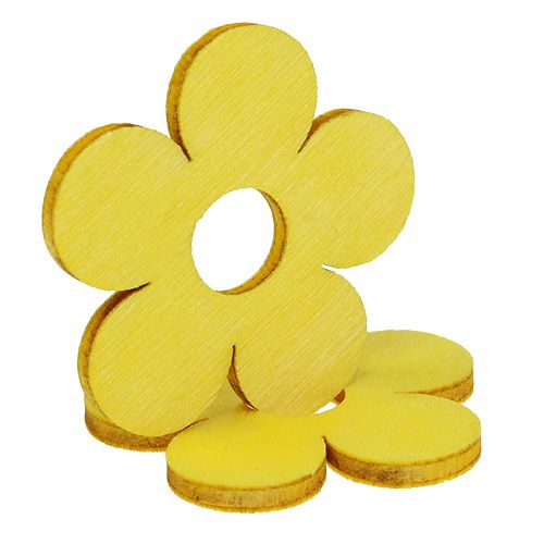 Product Wooden flowers Ø4cm yellow 72p