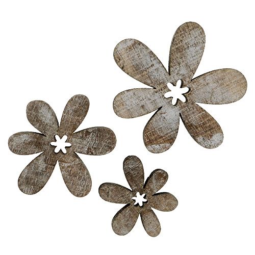 Wooden flowers 3-5cm natural-white 22 pcs | Floristik24.ie