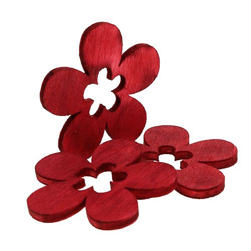 Floristik24 Wooden flowers red 4cm 72 pcs