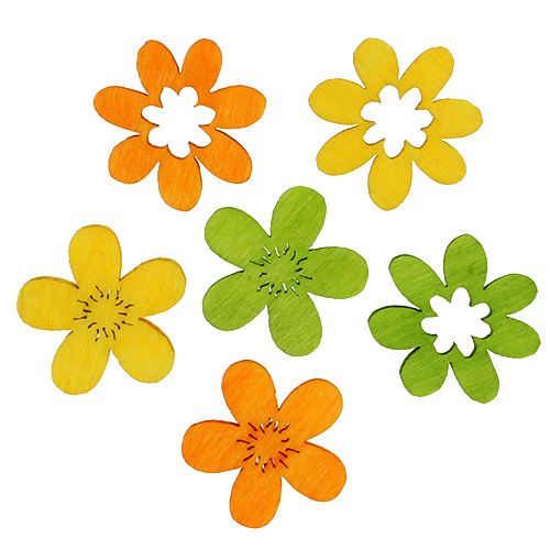 Floristik24 Wood flowers litter decoration 2cm colored assort. 144St