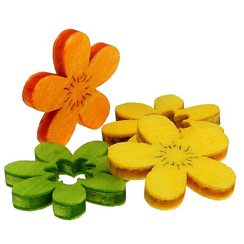 Floristik24 Wood flowers litter decoration 2cm colored assort. 144St