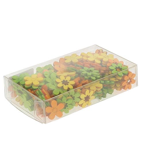 Floristik24 Wood flowers litter decoration 2cm colored assort. 144St