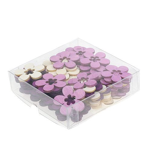Floristik24 Wooden flowers assorted purple, white 4cm 72 pcs