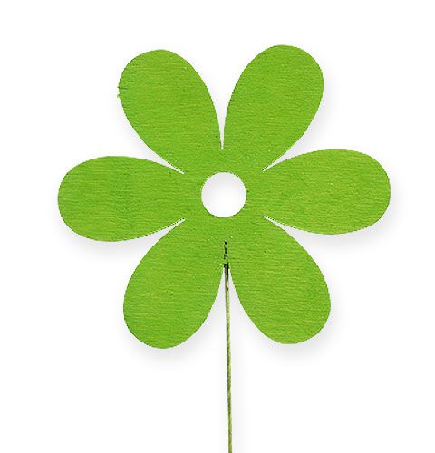 Wood blossom on wire 8cm 3-colored ass. 12pcs