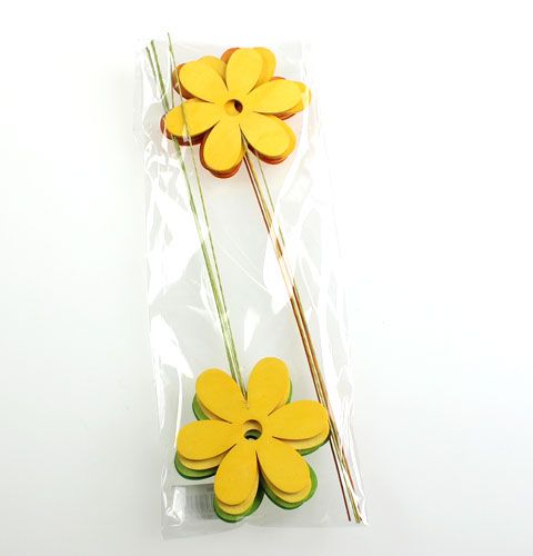 Floristik24 Wood blossom on wire 8cm 3-colored ass. 12pcs