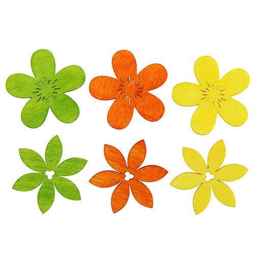 Floristik24 Wooden flowers 4cm colorful asst. 72 pcs