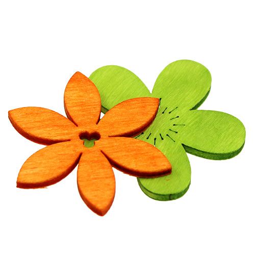 Floristik24 Wooden flowers 4cm colorful asst. 72 pcs
