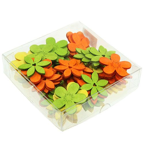 Floristik24 Wooden flowers 4cm colorful asst. 72 pcs