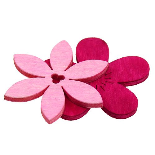 Floristik24 Wooden flowers 4cm pink asst. 72 pcs