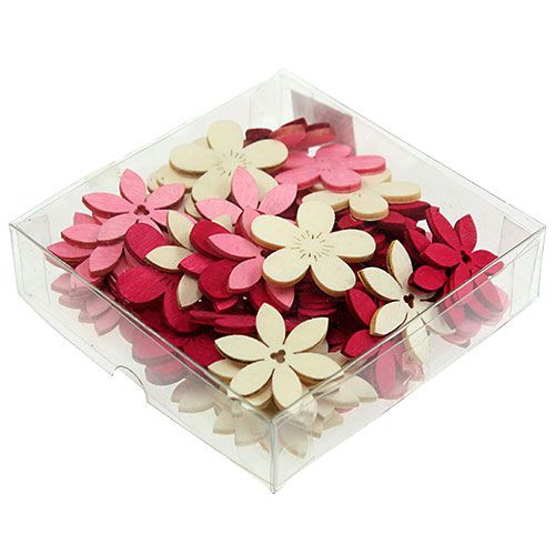 Floristik24 Wooden flowers 4cm pink asst. 72 pcs