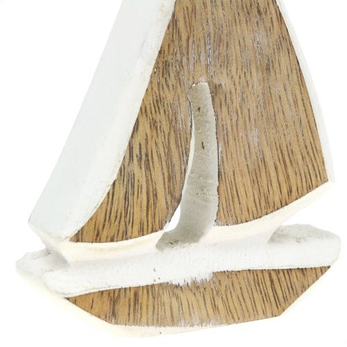 Floristik24 Deco boat made of mango wood, white, 10.5cm x 8.5cm