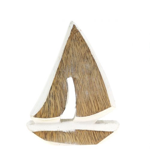 Floristik24 Deco boat made of mango wood, white, 10.5cm x 8.5cm