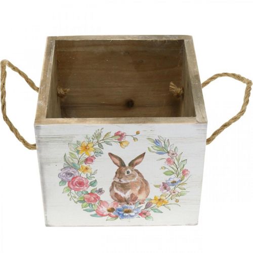 Floristik24 Deco Planter Shabby Wood White Bunny Planter 12×14×14cm