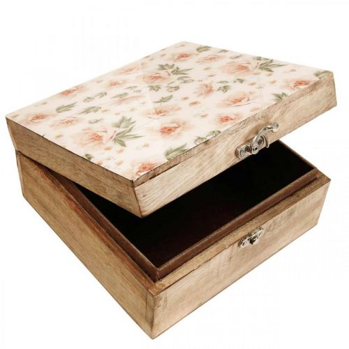 Product Wooden box with lid jewelry box wooden box 20×20×9.5cm