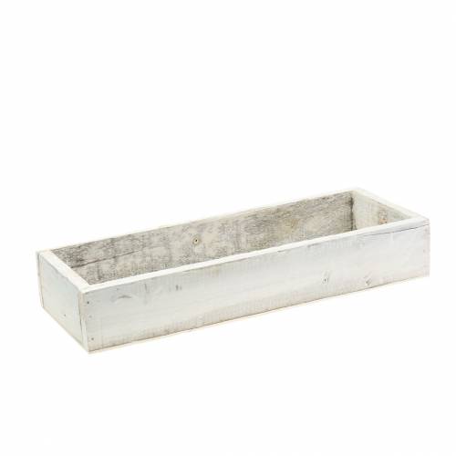 Floristik24 Shabby Chic Wooden Tray White Rectangular 37.5cm x 14.5cm H6.3cm
