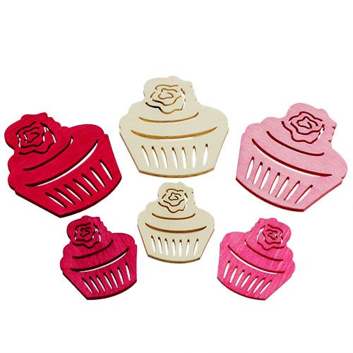 Wooden cupcakes table decoration pastel colors muffins birthday decoration 24pcs