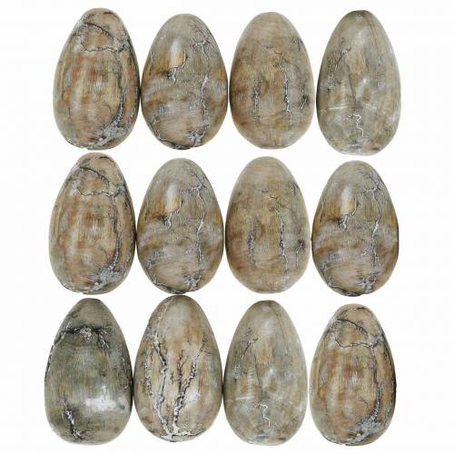Floristik24 Deco chicken egg, Easter eggs made of mango wood natural 12 pieces