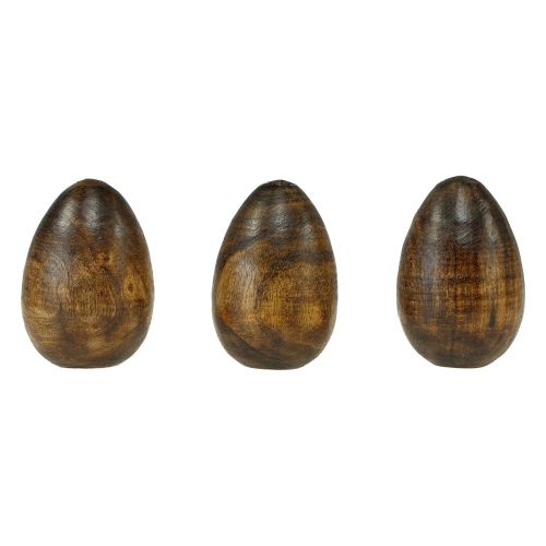 Product Wooden Eggs Brown Mango Wood Easter Eggs made of Wood H8cm 3pcs