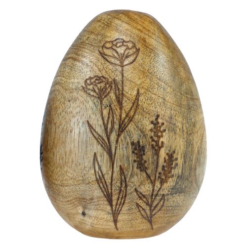 Wooden eggs natural mango wood Easter eggs made of wood flower decor H10cm 3 pcs