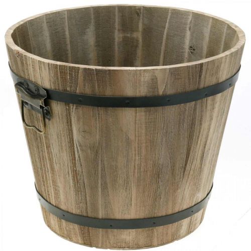 Planter wood round with handles Vintage plant pot Ø40cm