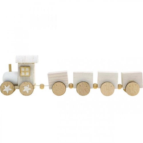 Product Wooden train deco Christmas train white L20cm H6cm 2pcs