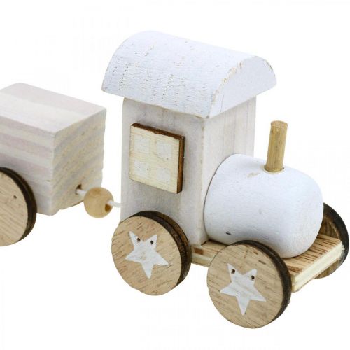 Product Wooden train deco Christmas train white L20cm H6cm 2pcs