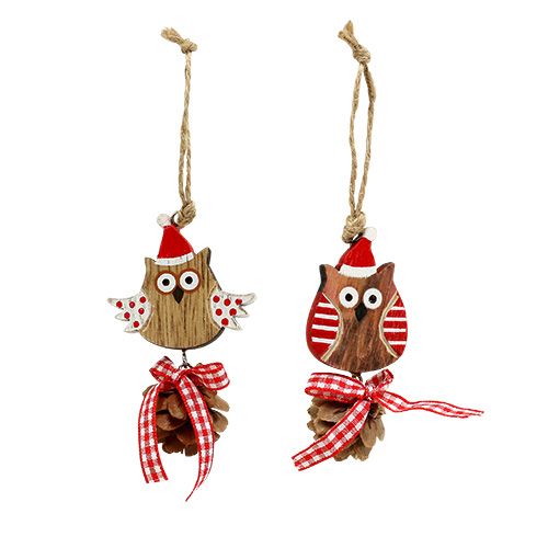 Floristik24 Wooden figure owl with cones 8cm nature 10pcs