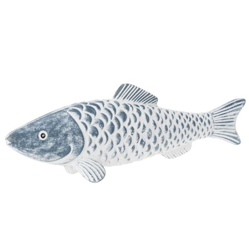 Wooden fish in blue and white, fish decoration, wood flour, 35cm, 1 piece buy online | Floristik24.ie