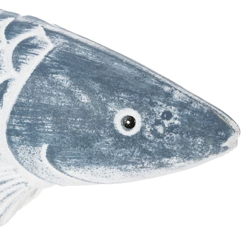 Wooden fish in blue and white, fish decoration, wood flour, 35cm, 1 piece | Floristik24.ie