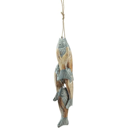 Product Wooden fish silver gray hanger with 5 fishes wood 15cm