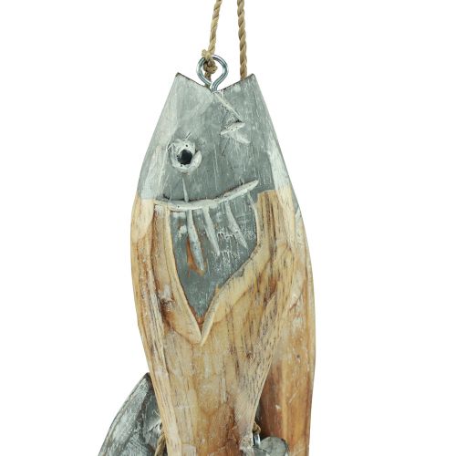 Floristik24 Wooden fish silver gray hanger with 5 fishes wood 15cm