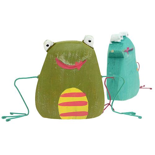 Floristik24 Wooden frog 9.5cm green 6pcs