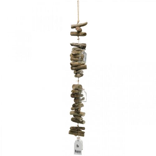 Deco garland driftwood with glasses maritime wall decoration 70cm