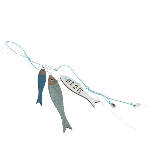 Wooden Fish Hanging Decorations, Blue, 36cm, 4 Pieces | Floristik24.ie