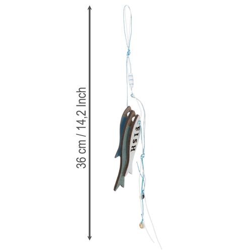 Wooden Fish Hanging Decorations, Blue, 36cm, 4 Pieces | Floristik24.ie