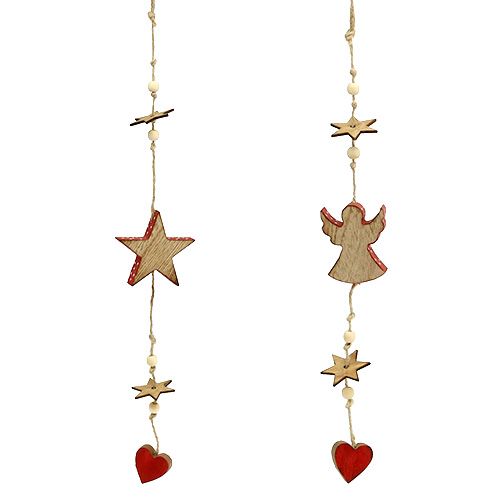 Floristik24 Wooden hanger star and angel natural / red 48cm 4pcs
