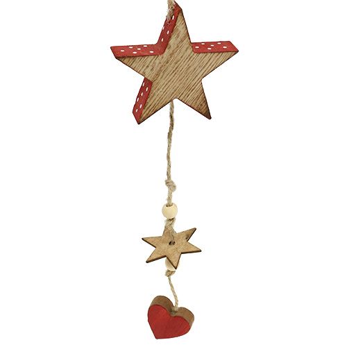 Floristik24 Wooden hanger star and angel natural / red 48cm 4pcs